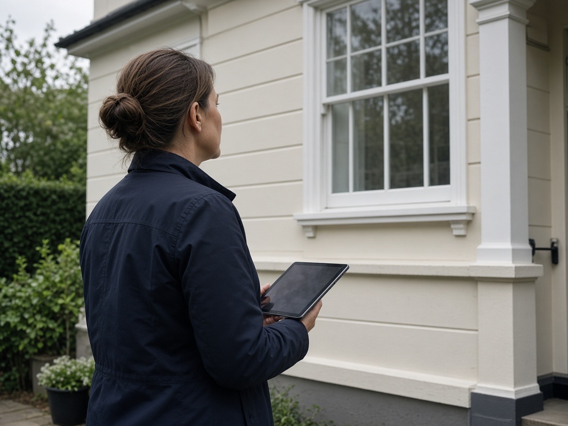 Illustrative photograph of an energy assessor at a house